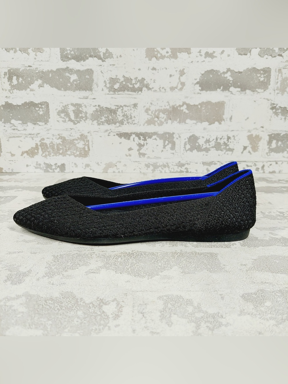 NEW Rothy's The Flat Black Knit Pointy Toe Slip On Loafers E897
